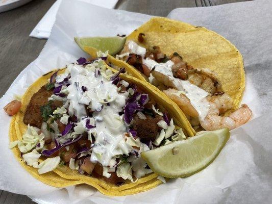 Fish and shrimp taco