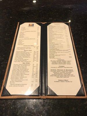 Drink menu