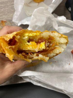 Breakfast burrito with bacon