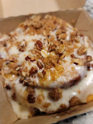 Maple pecan pie cinnamon roll!