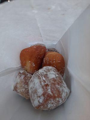 Fresh beignets  - powdered,  plain, and coco powdered.  They also have coconut crumb, sugared, raspberry filled and glazed.