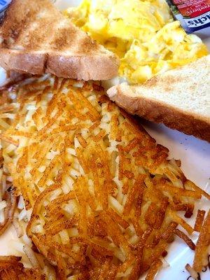 Delicious breakfast! - hashbrowns are always crisp, scrambled eggs soft, and waffle is Crispy & Fluffy