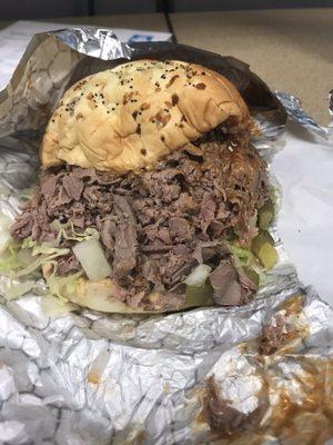 Wow, super beef with the onion roll... amazing