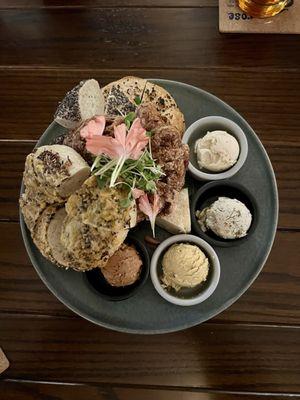 Butter board with homemade bagels, incredible flavor