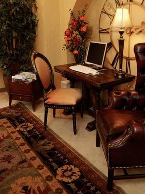 Warm, comfortable reception area