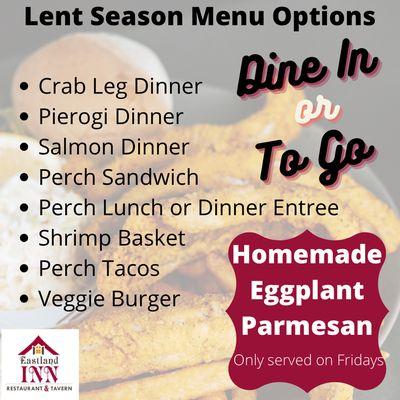 Reservations are required on Fridays during Lent!