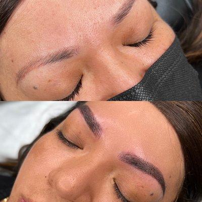 Before & after Combination brows