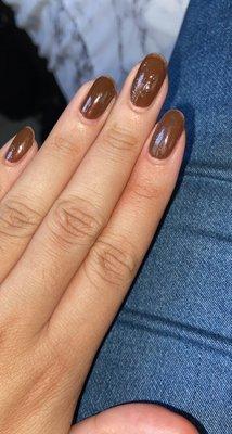 Nails that same day. Paint is not on right, they look cracked?