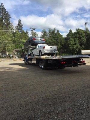 My truck arriving in placerville from reno after being in the hands of D&S tow. Thank you so much D&S!