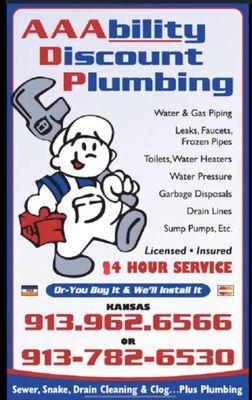 AAABILITY DISCOUNT PLUMBING, INC.
 9139626566