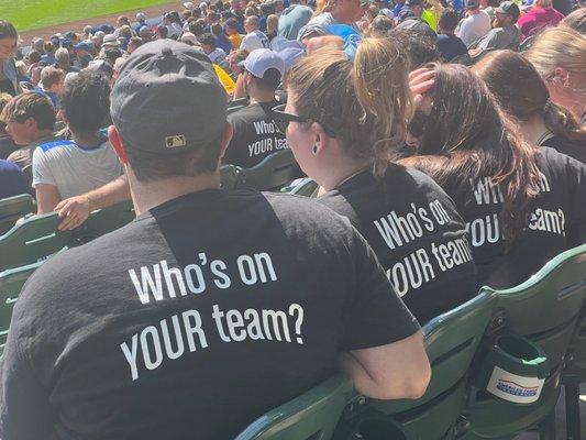 Team Kaizen members and family at a Cubs-Brewers game