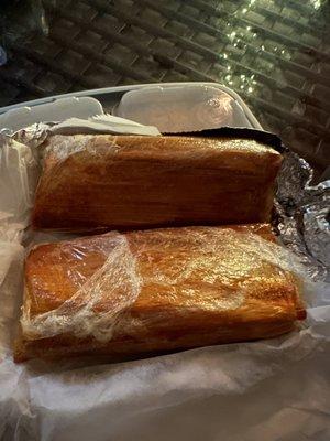 Pork Tamales - I ordered 2. They come singular for $2 each on Grubhub.