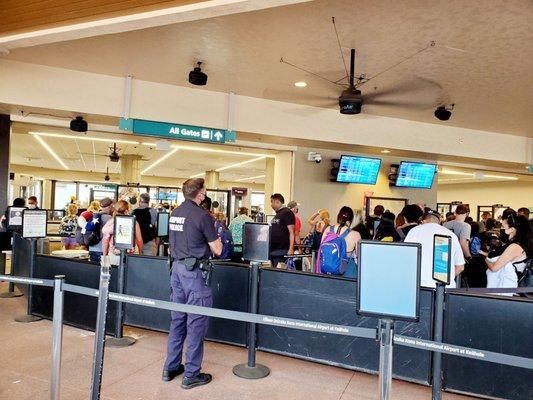 The lines were super long today, and TSA only had (2) workers checking ID's in the regular line, and (1) worker for the TSA Pre-Check line.