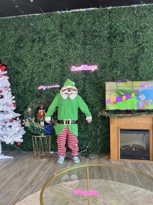 Seating area with TV and decorations