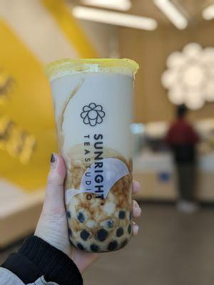 Wintermelon milk tea with brown sugar boba.