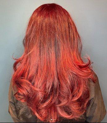 Vivid red hair color