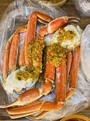 Snow Crab Legs with Cajun sauce