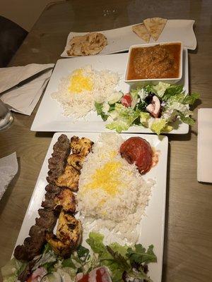 Cross to far: combo plate, eggplant stew & hummus with warm naan!!