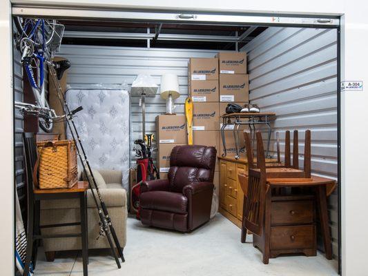 Check out a sample storage unit here at Bluebird Greenland!