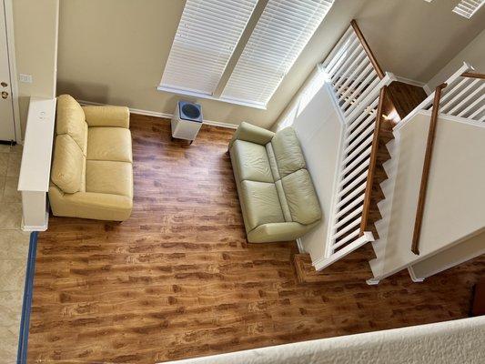 Lower living room area and staircase completed