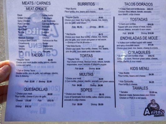 The menu