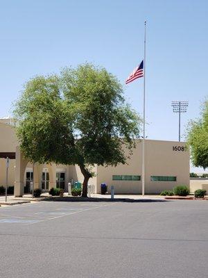 North side parking and entrance