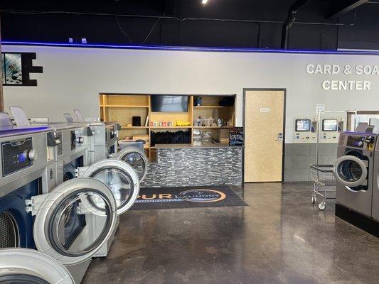 Machines and front desk with attendant