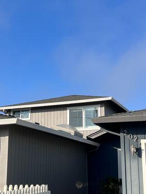 More photos of the white gutters with the white trim