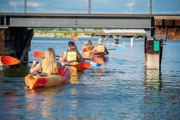 Stay on protected Monona Bay or take the easy paddle under 3 bridges to the Lake Monona proper.