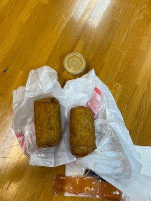 Egg rolls and homemade hot mustard