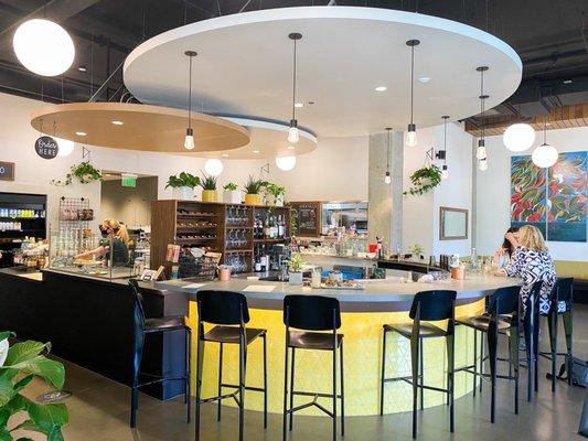 Bar area and indoor dining room