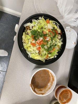 Fish Burrito Bowl and beans