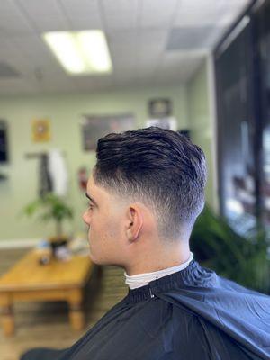 Mid Bald Fade Long Hair On Top