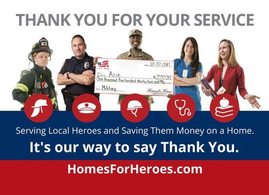 We are also Affiliate Members of Homes For Heroes!