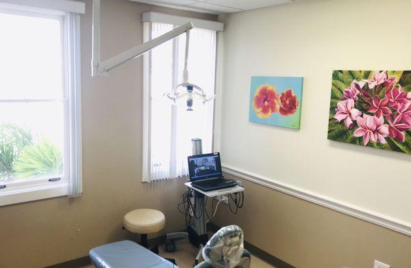 Our treatment room with the latest digital imaging and photography, computer charting, and beautiful paintings.