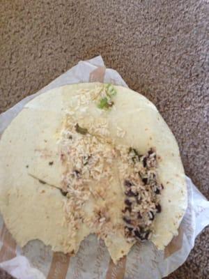 My  black bean burrito .. Seriously more like a tortilla with rice! This bueno needs to be closed!!