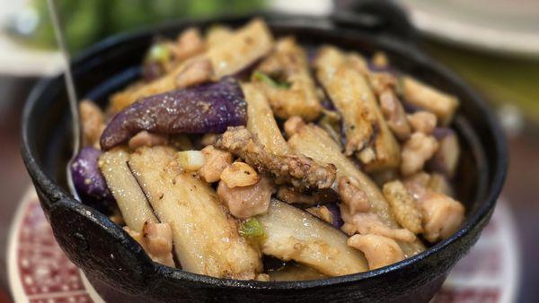 salted fish, diced chicken eggplant casserole