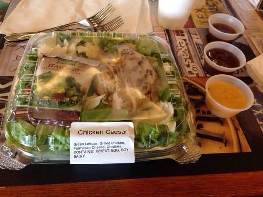 Chicken Caesar salad. $7.25