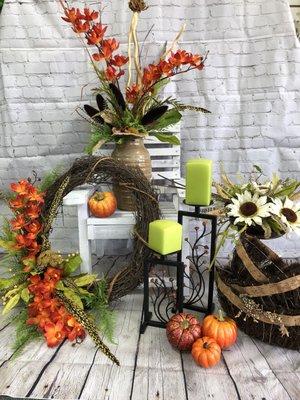 Fall is in the air and we are busy working on custom Silk arrangements for your home or business . Call us at 912-756-7767 today!