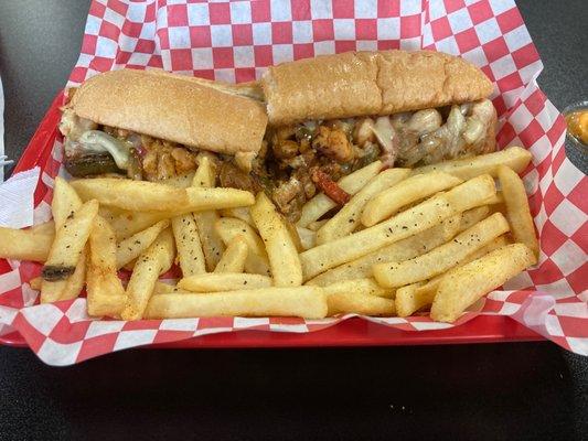 Chicken philly with fries