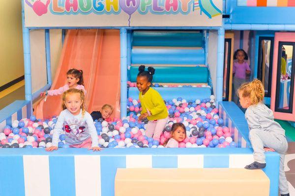 Fun in the ball pit and jungle gym