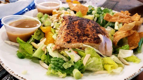 Asian Salad with grilled salmon