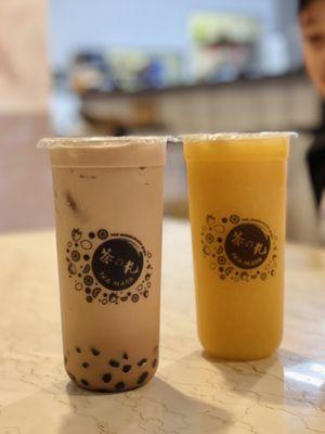 Okinawa Latte with Brown Sugar Boba / Mango Jasmine