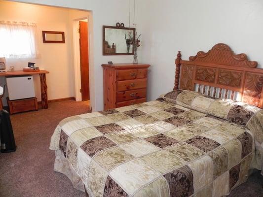 View Room.  This is a quiet room with queen bed and jacuzzi tub.