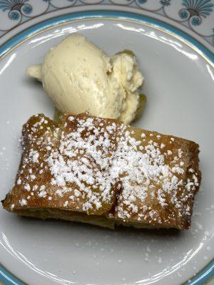 Pineapple Strudel with Vanilla Gelato from Sunday Dinner Menu