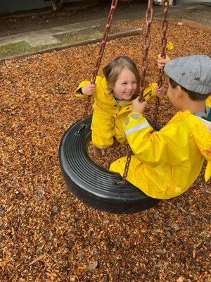 On the playground, rain or shine!