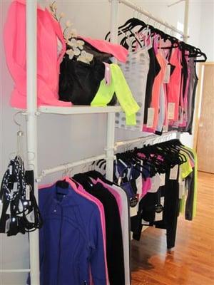 We have a fabulous selection of exercise apparel at the studio!