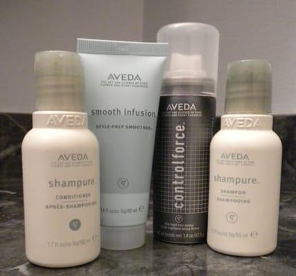 Going out of town? We carry all Aveda travel size products!