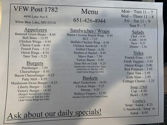 Current Menu