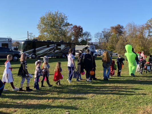 Halloween parade before trick or treating